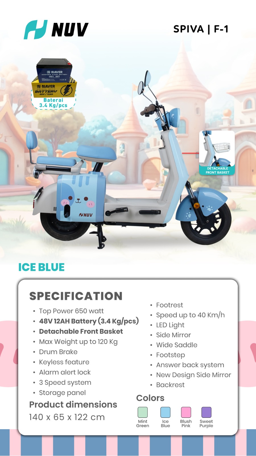 Jual Sepeda Listrik NUV SPIVA F-1 Murah - Ar-Rahman E-Bike Bondowoso