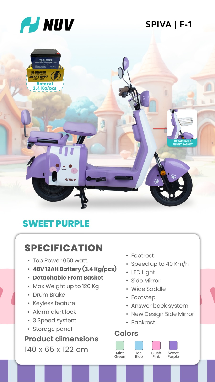 Jual Sepeda Listrik NUV SPIVA F-1 Murah - Ar-Rahman E-Bike Bondowoso