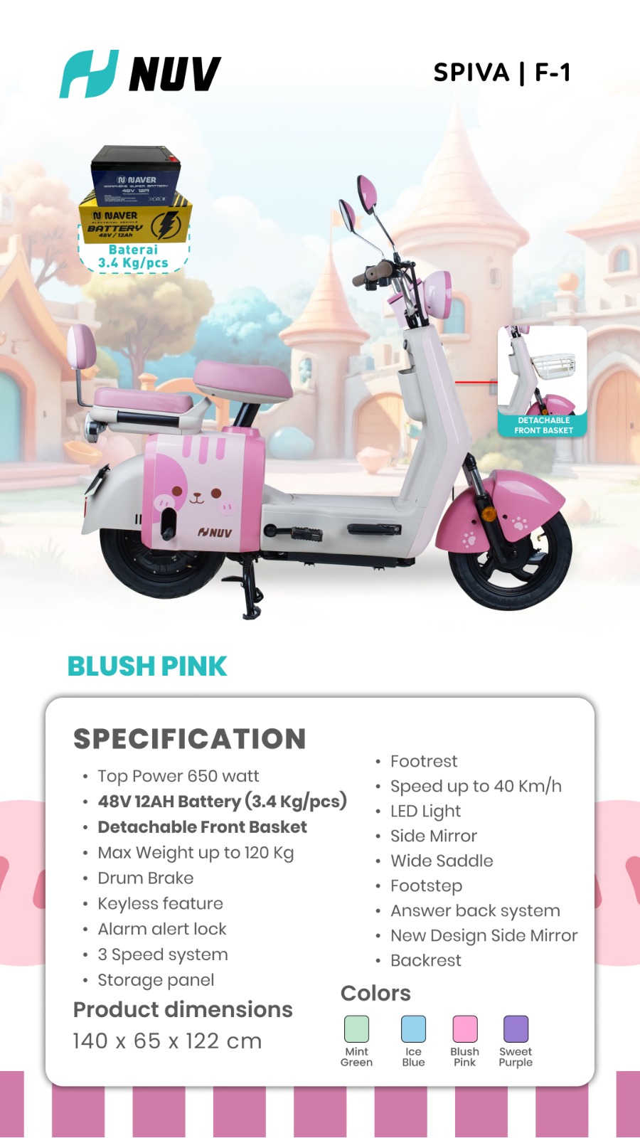 Jual Sepeda Listrik NUV SPIVA F-1 Murah - Ar-Rahman E-Bike Bondowoso