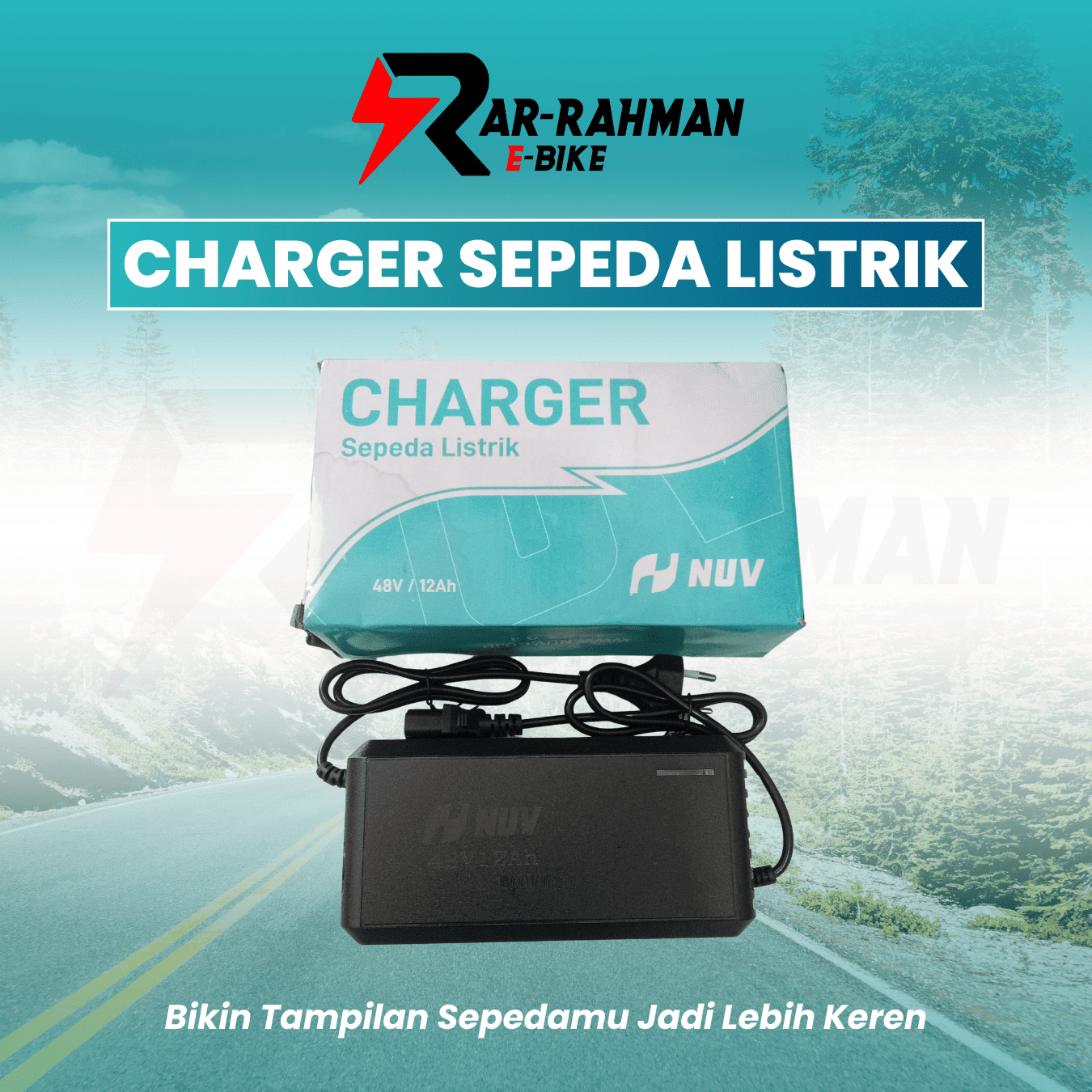 Jual Charger Sepeda Listrik Nuv Universal - Cocok untuk Nyra S2, Floppy S3, Spiva F1 Murah - Ar-Rahman E-Bike Bondowoso