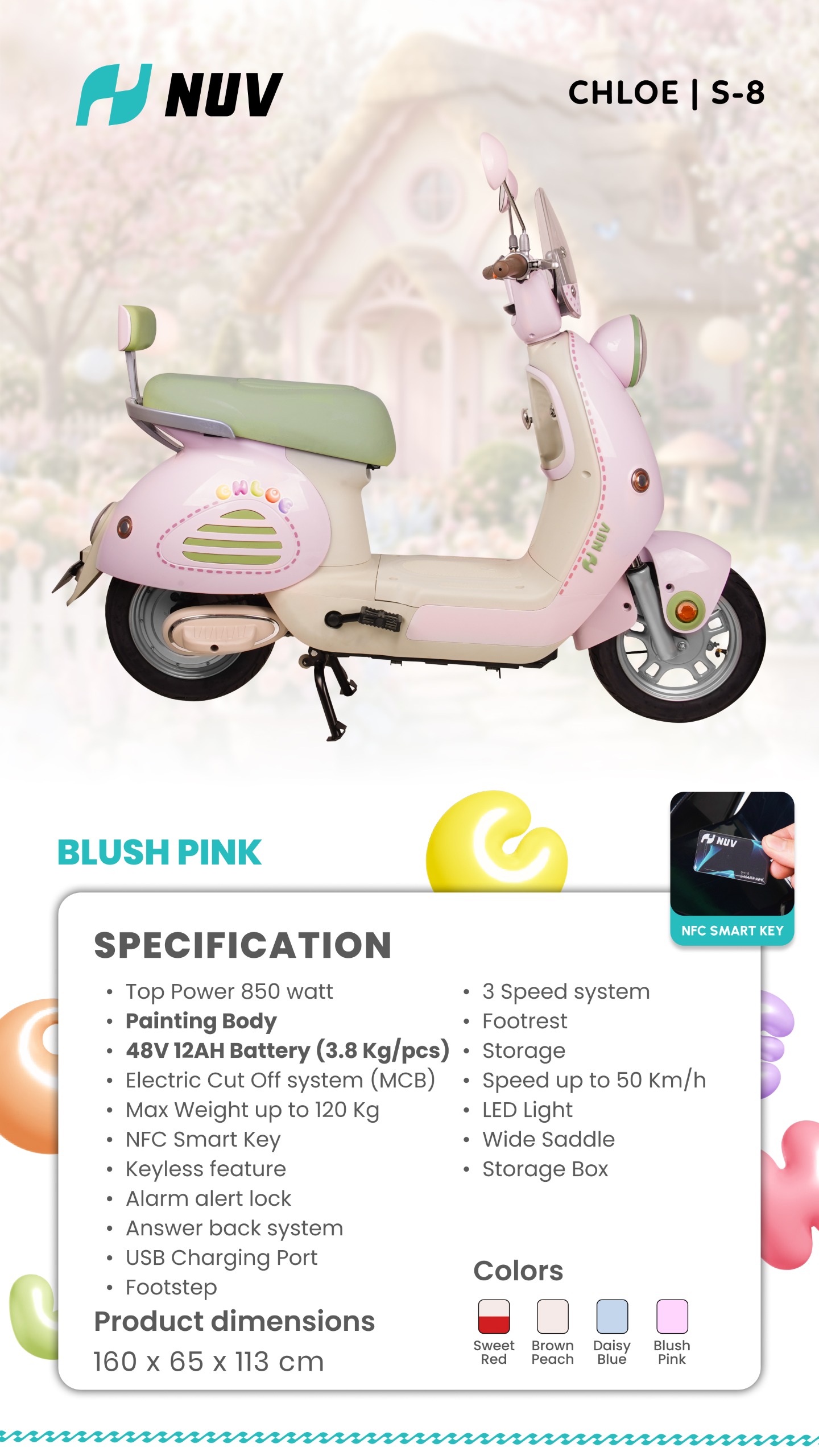 Jual Sepeda Listrik NUV CHLOE S8 Murah - Ar-Rahman E-Bike Bondowoso