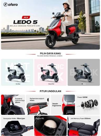 Jual OFERO LEDO 5 Murah - Ar-Rahman E-Bike Bondowoso